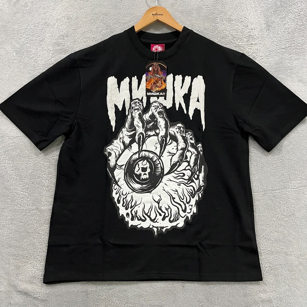 Mishka MNWKA Shirt Men Large Graphic Tee Black Claw Graphic Y2K Streetwear Skate